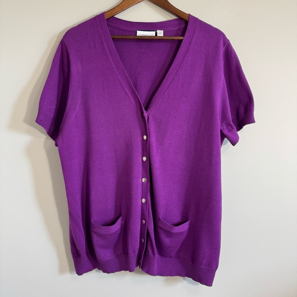 Croft & Barrow Purple Button Knit Top Women - 1X